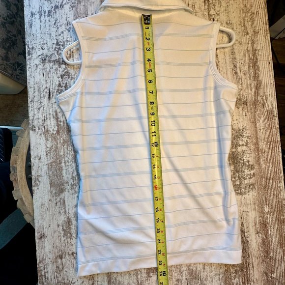 Nike Golf Size Small 4 6 Fit Dry Dri sleeveless Polo Tank Tennis White Blue - Picture 11 of 16